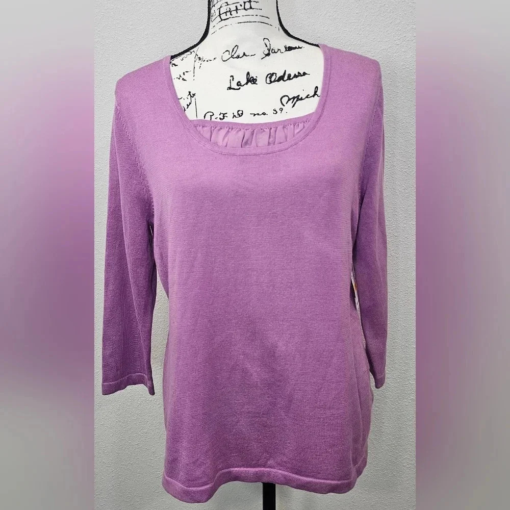 Sag Harbor Missy Violet Light Knit Long Sleeve Sweater Pullover Size Small NWT